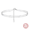 Wholesale Women's Simple Doublelayered Bamboo Wave Pattern S925 Sterling Silver Anklets