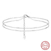 Wholesale Women's Simple Doublelayered Bamboo Wave Pattern S925 Sterling Silver Anklets