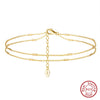 Wholesale Women's Simple Doublelayered Bamboo Wave Pattern S925 Sterling Silver Anklets
