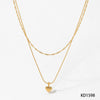 Wholesale Women's Simple Electroplated Stainless Steel And Titanium Steel Heart Shape Pendant O Word Chain Double Layer Stacked Necklace