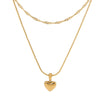 Wholesale Women's Simple Electroplated Stainless Steel And Titanium Steel Heart Shape Pendant O Word Chain Double Layer Stacked Necklace
