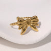 Wholesale Women's Simple Electroplated Stainless Steel Bow Tie Open Ring Jewelry Accessories