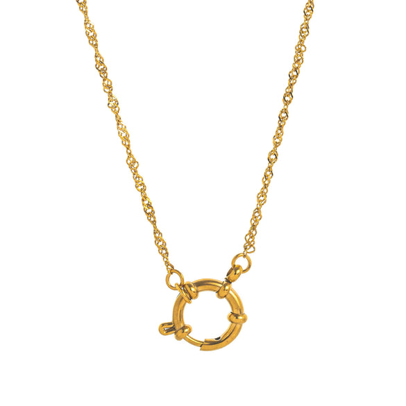 Wholesale Women's Simple Electroplated Stainless Steel Heart Shape Mixed Gemstone Setting Pendant Necklace