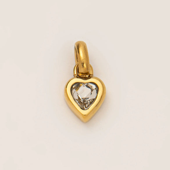 Wholesale Women's Simple Electroplated Stainless Steel Heart Shape Mixed Gemstone Setting Pendant Necklace