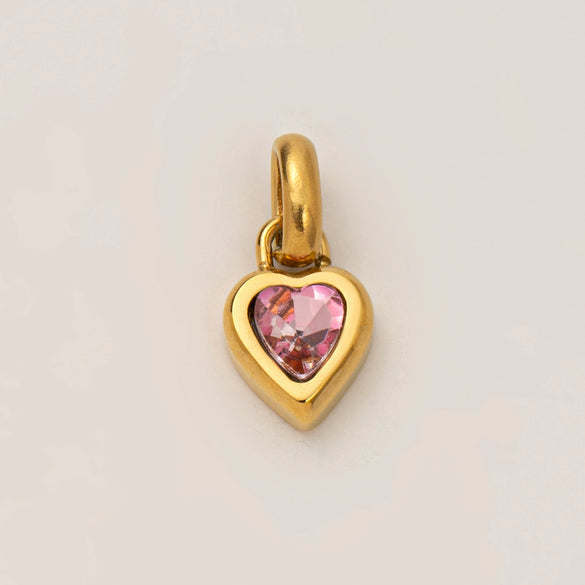Wholesale Women's Simple Electroplated Stainless Steel Heart Shape Mixed Gemstone Setting Pendant Necklace