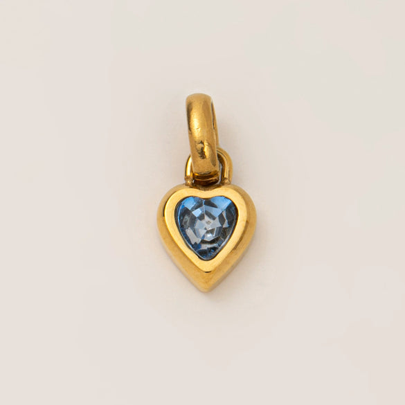 Wholesale Women's Simple Electroplated Stainless Steel Heart Shape Mixed Gemstone Setting Pendant Necklace