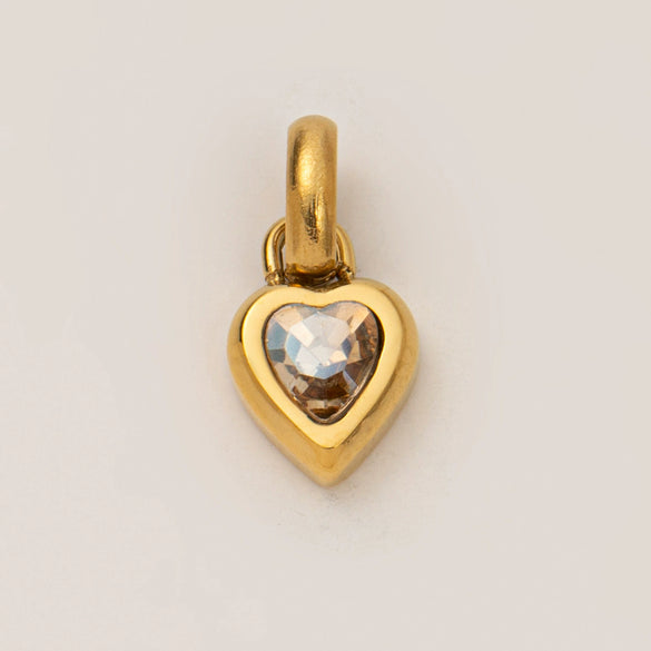 Wholesale Women's Simple Electroplated Stainless Steel Heart Shape Mixed Gemstone Setting Pendant Necklace