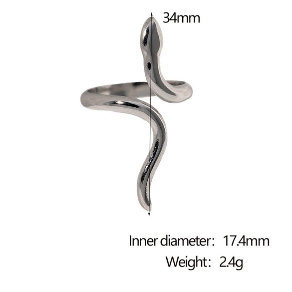 Wholesale Women's Simple Electroplated Stainless Steel Snakeshaped Zodiac Ring With Adjustable Opening