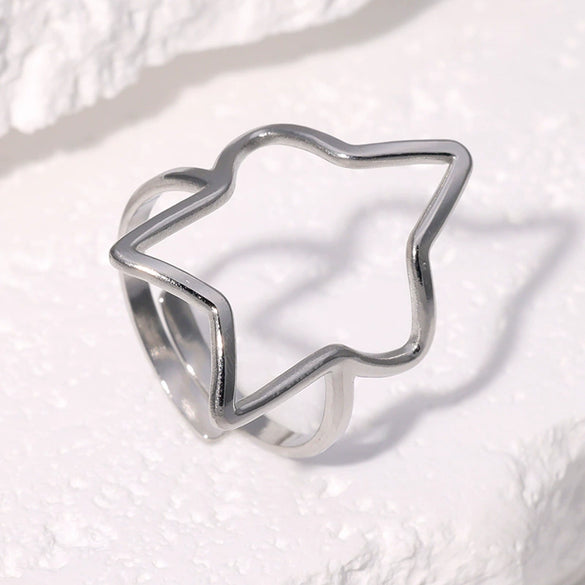 Wholesale Women's Simple Electroplated Stainless Steel Star Pattern Adjustable Open Ring Hand Jewelry