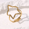 Wholesale Women's Simple Electroplated Stainless Steel Star Pattern Adjustable Open Ring Hand Jewelry