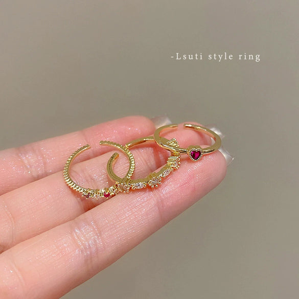 Wholesale Women's Simple Elegant Cold Style Light Luxury Love Zircon Ring Copper Electroplating Heart Shape Hand Jewelry