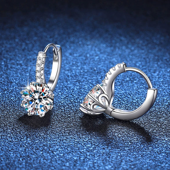 Wholesale Women's Simple Elegant S925 Sterling Silver Moissanite Earrings With Geometric Design And Electroplating