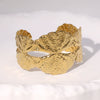 Wholesale Women's Simple Fanshaped Hammer Pattern Stainless Steel 18K Goldplated Open Bracelet Hand Jewelry