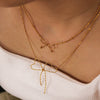 Wholesale Women's Simple Fashion Bow Geometric 18K Gold Plated Titanium Steel Necklace
