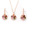 Wholesale Women's Simple Fashion Crystal Zircon Jewelry Set With Lock And Key Pattern Copper Zircon Glass Material And Electroplating Process Necklace And Earrings Included