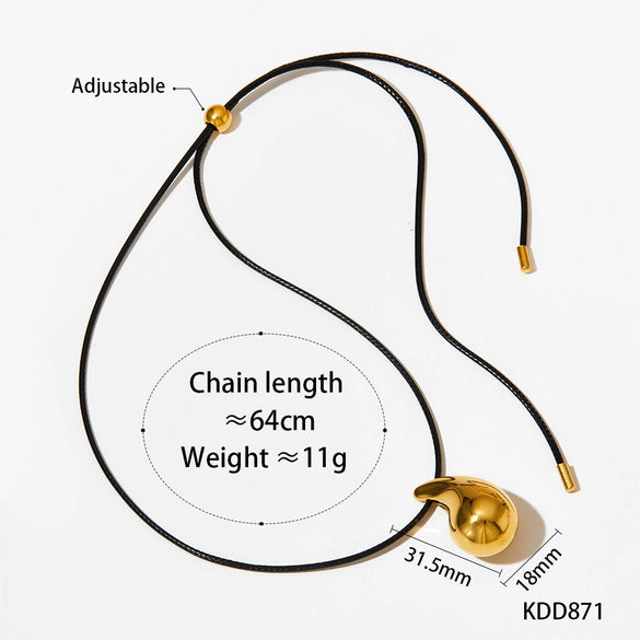 Wholesale Women's Simple Fashion Exaggerated Hollow Five Pointed Star And Heart Pendant Necklace With Wax Rope Chain Made Of Stainless Steel With Electroplating Treatment