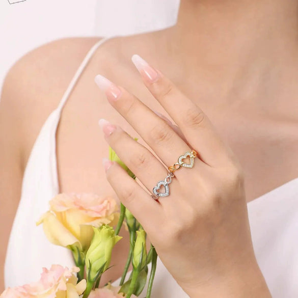 Wholesale Women's Simple Fashion Geometric Love Ring S925 Sterling Silver Heart Shape