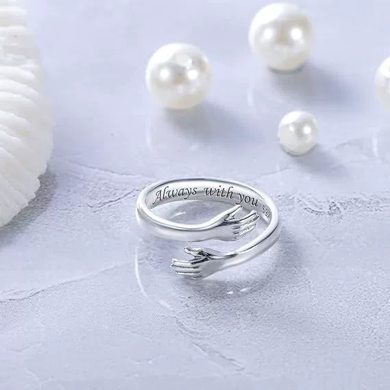 Wholesale Women's Simple Fashion Geometric 925 Sterling Silver Hug Ring With Electroplating