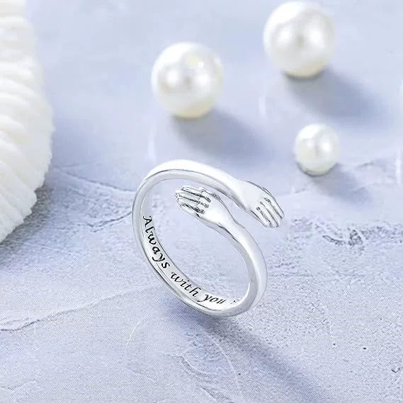 Wholesale Women's Simple Fashion Geometric 925 Sterling Silver Hug Ring With Electroplating
