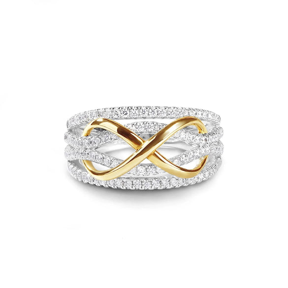Wholesale Women's Simple Fashion Geometric 925 Sterling Silver Ring With Color Zircon Electroplated
