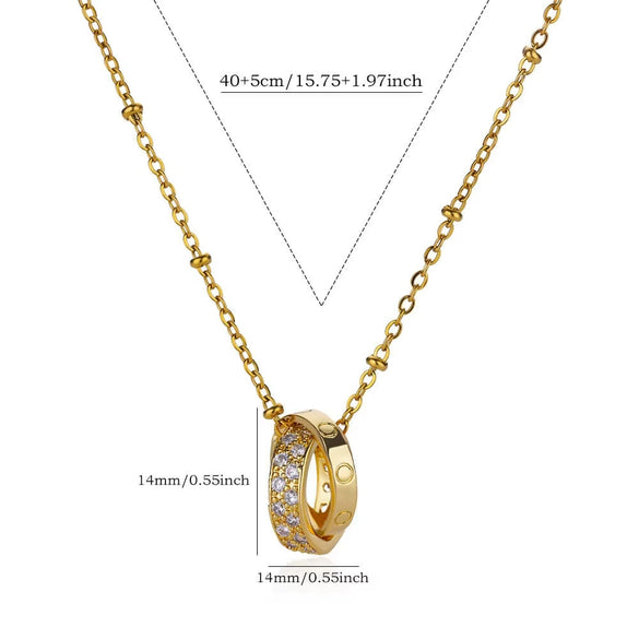 Wholesale Women's Simple Fashion Pendant Necklace With Geometric Style Copper Pendant And Zircon Inlay On O Chain Electroplated