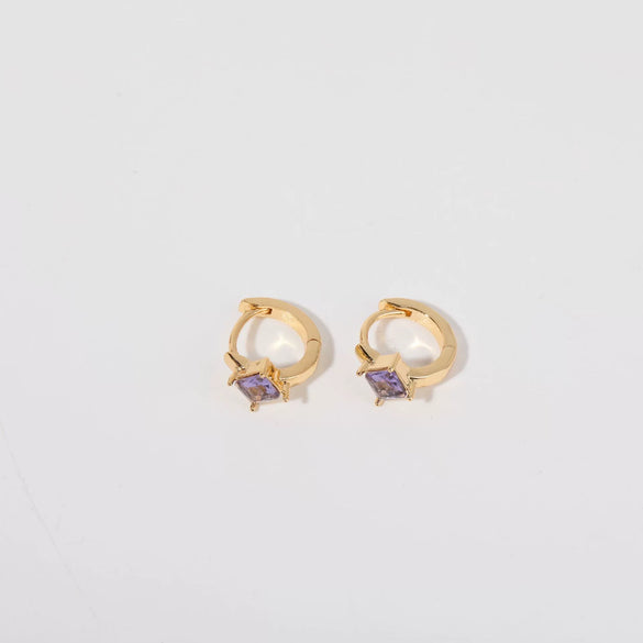 Wholesale Women's Simple Fashion Rhombus Pattern Copper Diamond Earrings Jewelry