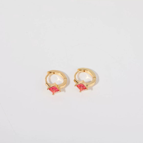 Wholesale Women's Simple Fashion Rhombus Pattern Copper Diamond Earrings Jewelry