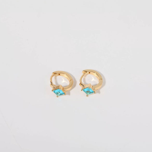 Wholesale Women's Simple Fashion Rhombus Pattern Copper Diamond Earrings Jewelry