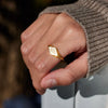 Wholesale Women's Simple Fashion Ring S925 Sterling Silver Gold Geometric Pattern Electroplated