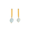 Wholesale Women's Simple Fashion Stainless Steel Earrings Inlaid With Natural Stone And Pvdp Furnace Real Gold In Geometric Design
