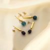 Wholesale Women's Simple Fashion Stainless Steel Earrings Inlaid With Natural Stone And Pvdp Furnace Real Gold In Geometric Design