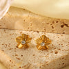 Wholesale Women's Simple Flower Design Stainless Steel Earrings With Electroplating Process