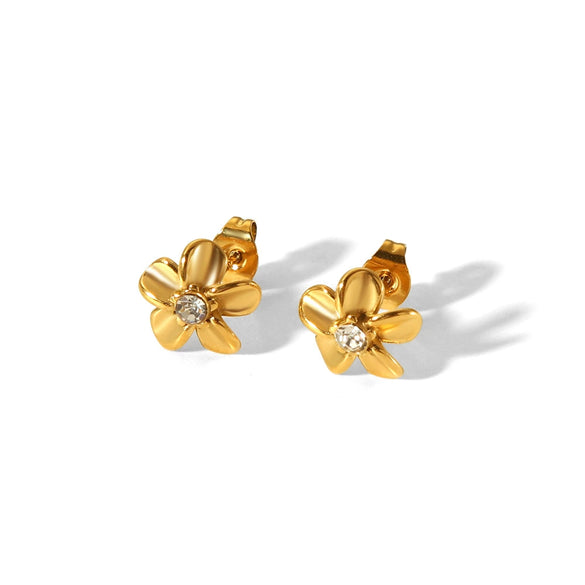 Wholesale Women's Simple Flower Design Stainless Steel Earrings With Electroplating Process