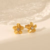 Wholesale Women's Simple Flower Design Stainless Steel Earrings With Electroplating Process