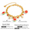 Wholesale Women's Simple Fruit Shaped Titanium Steel Electroplated Bracelet With Cherry Pendant Jewelry Accessory