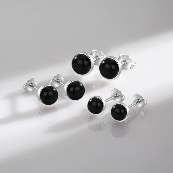 Wholesale Women's Simple Geometric Agate Inlaid 925 Sterling Silver Earrings