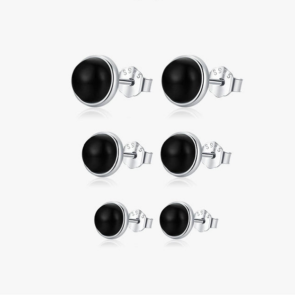 Wholesale Women's Simple Geometric Agate Inlaid 925 Sterling Silver Earrings