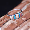 Wholesale Women's Simple Geometric Alloy Opal Stone Ring With Electroplating
