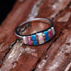 Wholesale Women's Simple Geometric Alloy Opal Stone Ring With Electroplating
