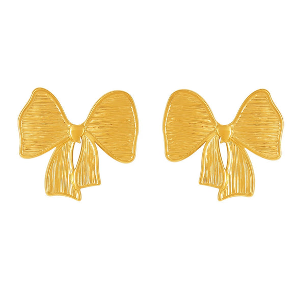 Wholesale Women's Simple Geometric Bow 316L Stainless Steel Electroplated Jewelry Earrings And Necklace