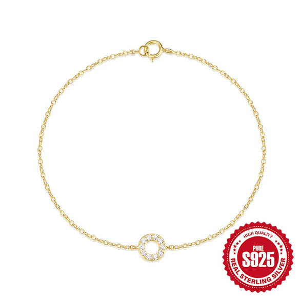 Wholesale Women's Simple Geometric Circle Bracelet In 925 Silver With Golden Electroplating