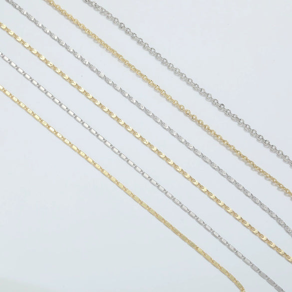 Wholesale Women's Simple Geometric Copper Bamboo Chain With Electroplating And Mixed Gemstone Setting