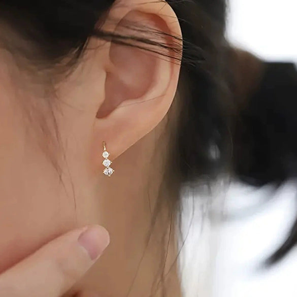 Wholesale Women's Simple Geometric Copper Earrings Inlaid With Zirconia