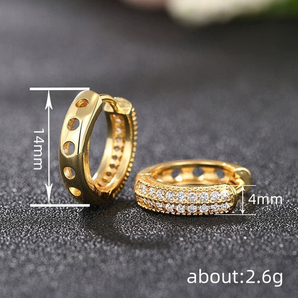 Wholesale Women's Simple Geometric Copper Earrings With Microinlaid Zirconia