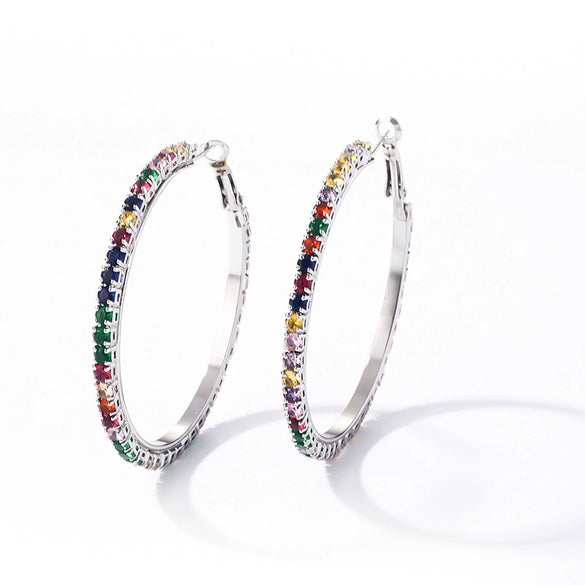Wholesale Women's Simple Geometric Copper Earrings With Zircon Inlay