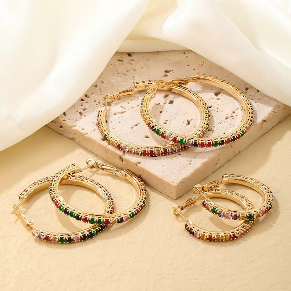 Wholesale Women's Simple Geometric Copper Earrings With Zircon Inlay