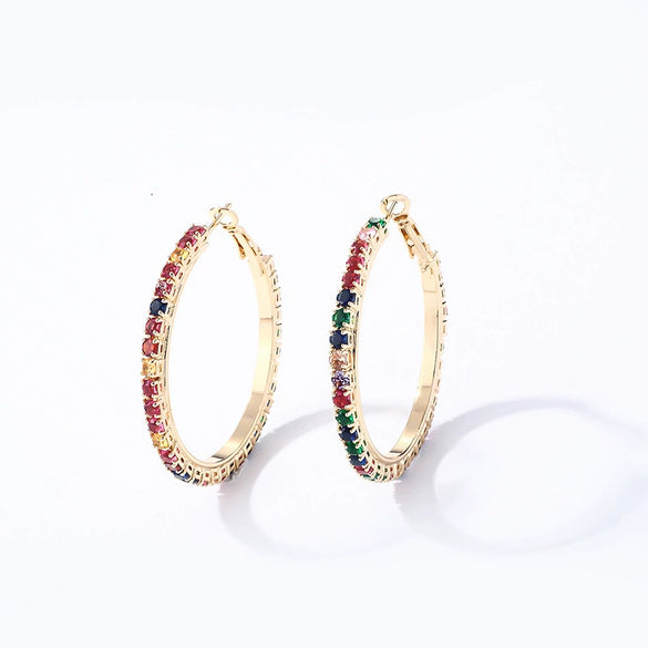 Wholesale Women's Simple Geometric Copper Earrings With Zircon Inlay