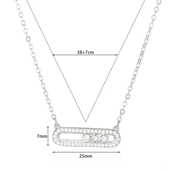 Wholesale Women's Simple Geometric Copper Electroplated Threediamond Sliding Necklace With Zircon Pendant Snake Bone Chain