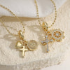 Wholesale Women's Simple Geometric Copper 18K Gold Plated Cross Heart Pendant Necklace