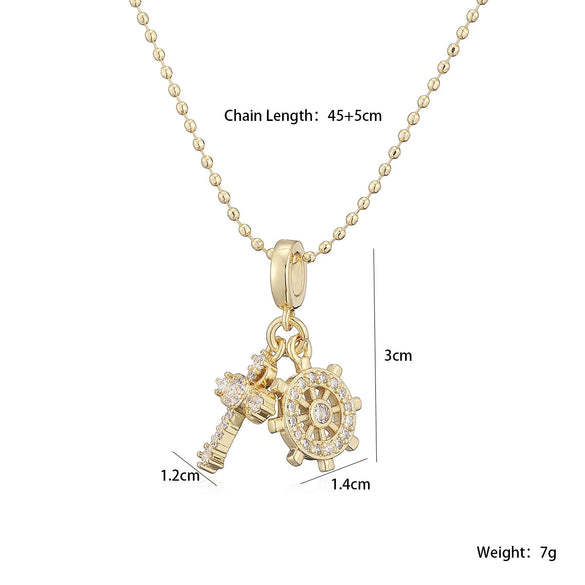 Wholesale Women's Simple Geometric Copper 18K Gold Plated Cross Heart Pendant Necklace
